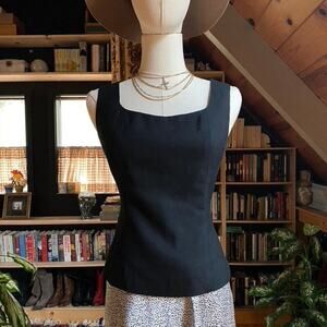 90s Vest Blouse Button Back